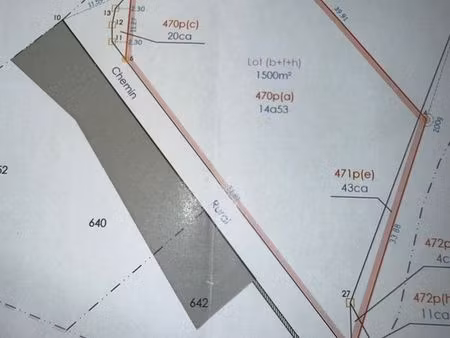 vente terrain 1.500 m² constructible avec cu et dp