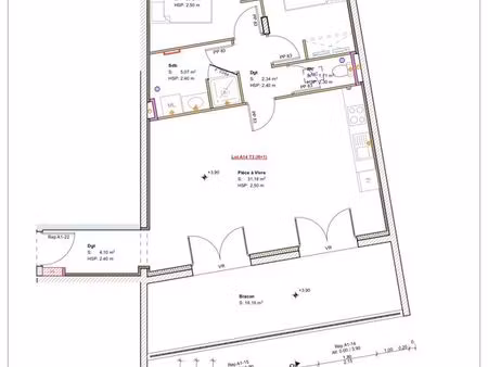 appartement 3 pièces 64 m²