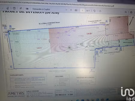 vente terrain 888 m² à cérons (33720)  109 000 €