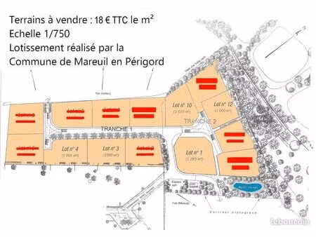 terrains à bâtir - lotissement à mareuil en périgord (24340)