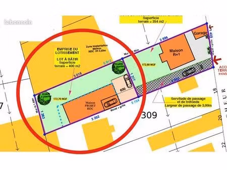 terrain 400 m² vaulx en velin