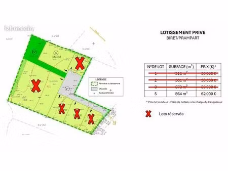 terrain à bâtir - 564 m²