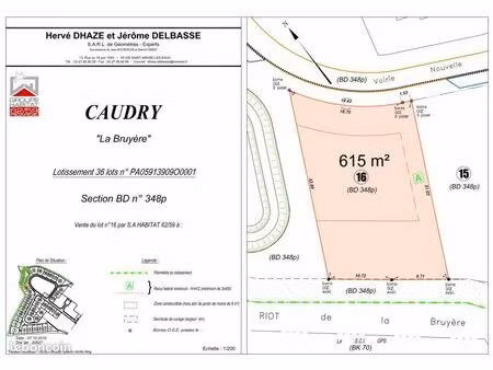 terrain 615 m² caudry