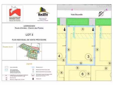 terrain 445 m² ledringhem