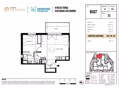 appartement 2 pièces - 45 m²