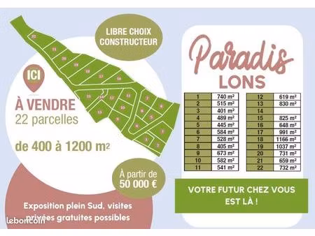 terrain constructible - paradis lons