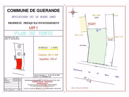 terrain 279 m² guerande