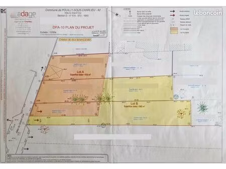 terrain à construire 960 m2 à pouilly-sous-charlieu