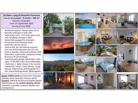 for rent - large & beautiful provencal villa at manosque - 6 rooms - fully equipped