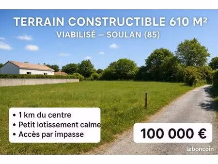 terrain constructible viabilisé 610 m2