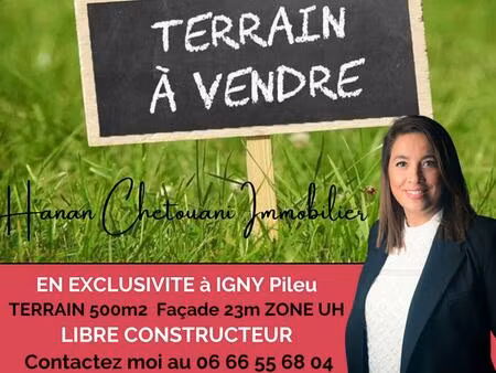 terrain igny 500 m2 façade 23m