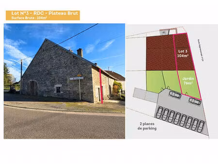 plateau à réhabiliter avec jardin privatif attenant  stationnements  cave