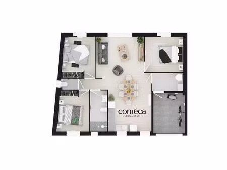 jolie maison de plain-pied avec 3 chambres