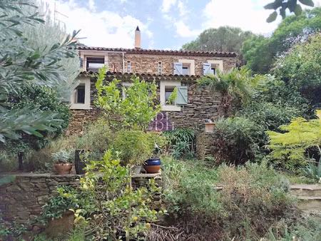 bormes village: maison en pierre de bormes avec jardin
