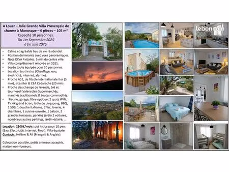 grande villa de charme provençal à louer - 6 pièces - entièrement équipée