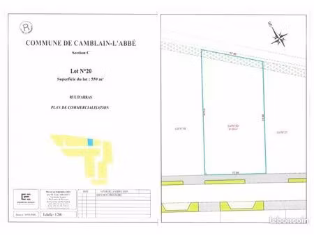 terrain 559 m² camblain l abbe
