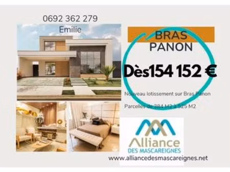 terrain constructible de 384m2 en vente à bras-panon  réunion