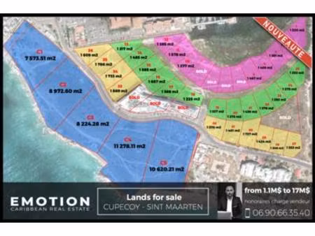 7573 m2 lot c1 - cupecoy - lands fro sale - 11.359.500$  saint-martin