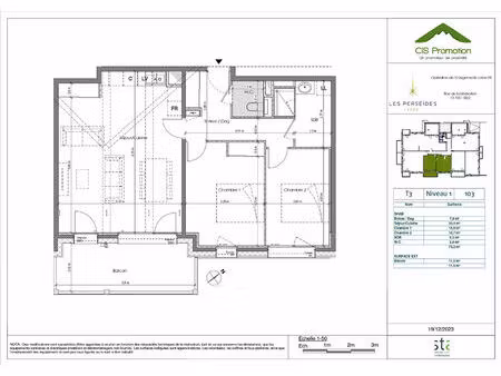 achat appartement 3 pièces 73m²