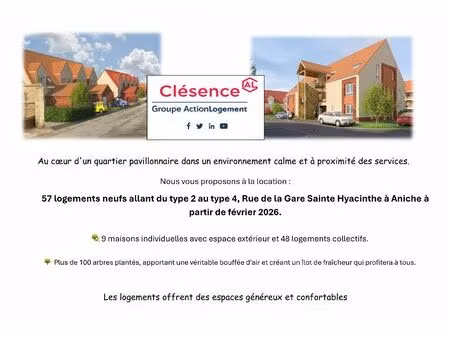 logements neufs à la location aniche