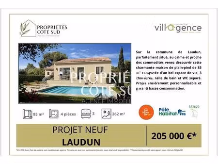 à vendre maison neuve de plain-pied à laudun (30290)