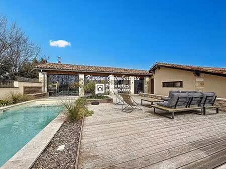 fronsac / maison en pierre 4 chambres + studio + piscine + garage