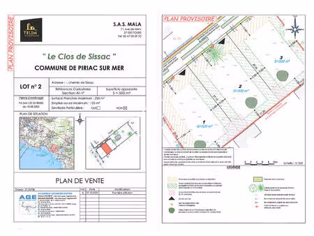 2 terrains viabilisés   piriac sur mer  libre de constructeur.