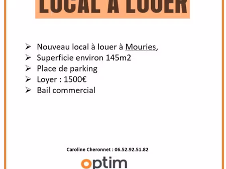 location locaux professionnels 145 m² à mouriès (13890)  1 500 €