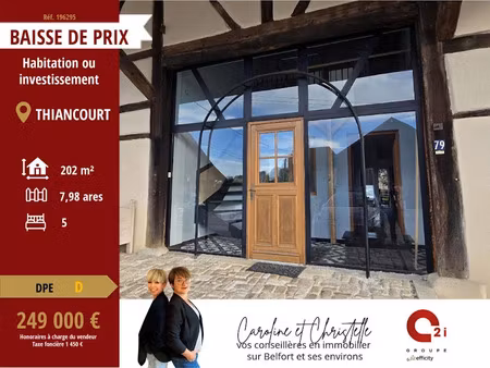 vente ferme 9 pièces 202 m² à thiancourt (90100)  249 000 €