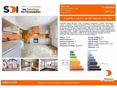 appartement 3 pièces 72 m²