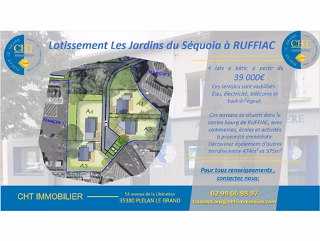 vente terrain à ruffiac (56140)  39 000 €