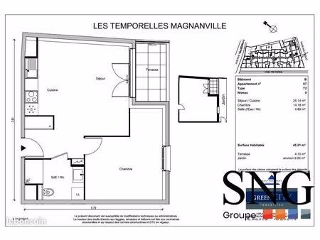 appartement 2 pièces 45 m²
