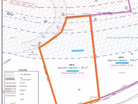 vente terrain 596 m²