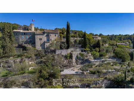 château rénové avec chambres d'hôtes  jardins en terrasses et vaste vue dominante