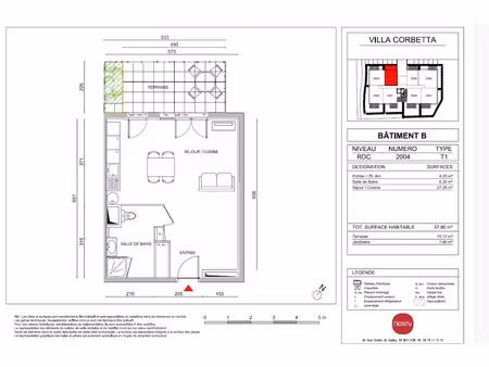 location appartement 1 pièce 38 m² à corbas (69960)  609 €