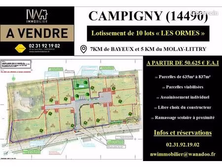 terrain 635 m² campigny
