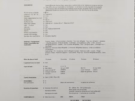 projet commerce restaurant brasserie bar