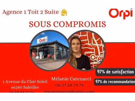 appartement saleilles 45.28 m² t-2 à vendre  110 000 €