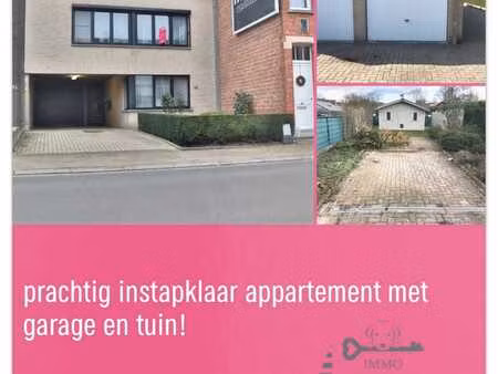 gezellig appartement met garage en tuin .