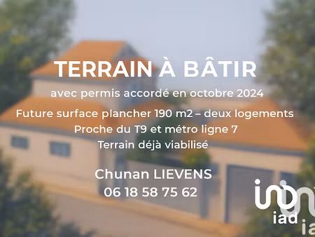vente terrain 249 m² à ivry-sur-seine (94200)  289 000 €