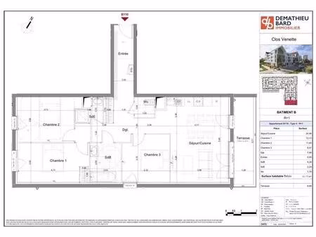 appartement f3 à vendre - 3 pièces - 57 76 m2 - venette - 60 - picardie