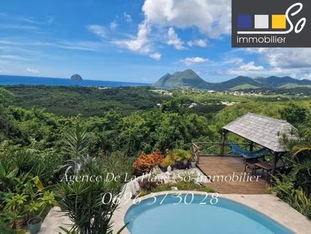 vente belle villa creole t4 + 2t1 piscine - vue mer- le diamant martinique
