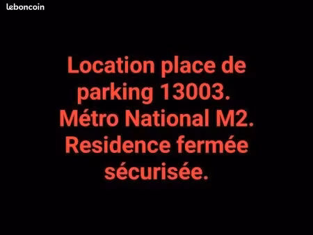 location place de parking sécurisé 13003 proche métro national m2 - bus - tram