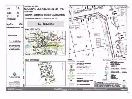 terrain constructible 408 m² – parcelle n°14 “clos du château” – l’aiguillon-sur-vie (85)