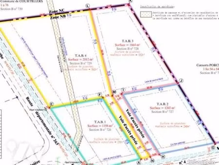 terrain 1664 m² courtillers
