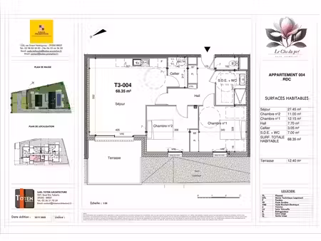 vente appartement 3 pièces 68 m² guilers (29820)