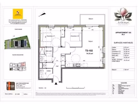 vente appartement 3 pièces 74 m² guilers (29820)