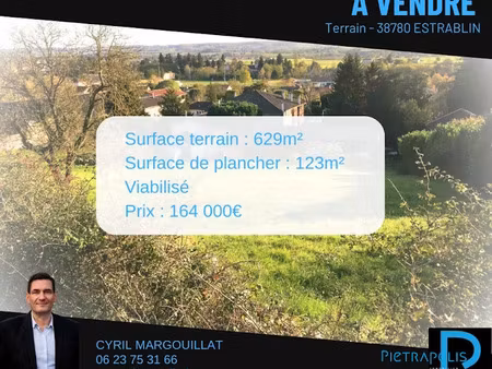 vente terrain 629 m² à estrablin (38780)  164 000 €