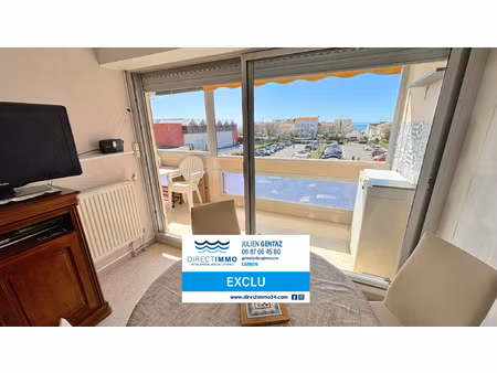carnon-plage f2 + loggia sud vue mer