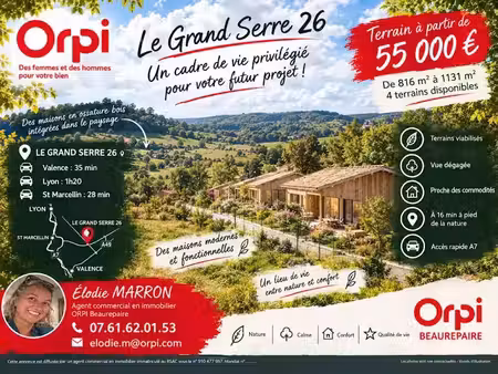 vente terrain 1132 m² à le grand-serre (26530)  55 000 €